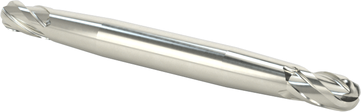 İki Freze Uçlu Karbür Küresel Freze, Kaplamasız, 4 Kanallı, 5/32" Freze Çapı, 2" Toplam Uzunluk