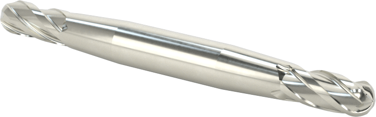 İki Freze Uçlu Karbür Küresel Freze, Kaplamasız, 4 Kanallı, 13/64" Freze Çapı, 2-1/2" Toplam Uzunluk