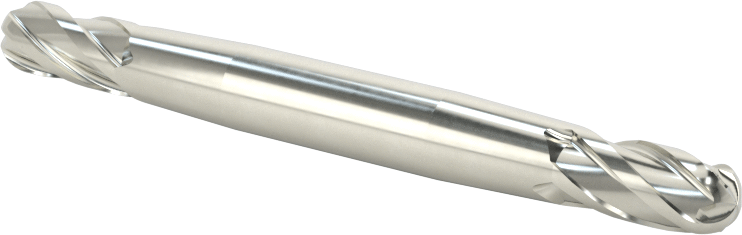 İki Freze Uçlu Karbür Küresel Freze, Kaplamasız, 4 Kanallı, 7/32" Freze Çapı, 2-1/2" Toplam Uzunluk