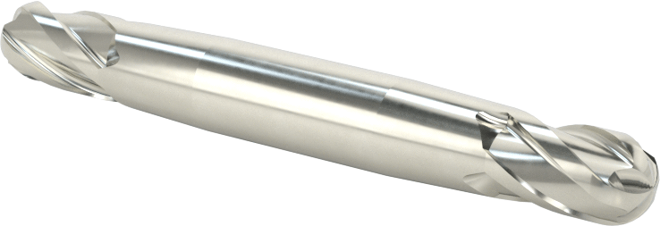 İki Freze Uçlu Karbür Küresel Freze, Kaplamasız, 4 Kanallı, 9/32" Freze Çapı, 2-1/2" Toplam Uzunluk