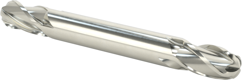 İki Freze Uçlu Karbür Küresel Freze, Kaplamasız, 4 Kanallı, 3/8" Freze Çapı, 3-1/2" Toplam Uzunluk