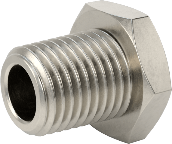 Minyatür Orta Basınçlı 316 Paslanmaz Çelik Boru Bağlantı Parçası, Düz Adaptör, M5 x 0,8 mm Diş x 1/4 NPT Erkek