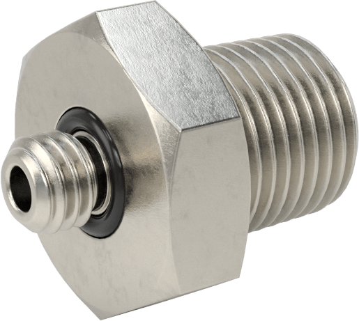 Minyatür Orta Basınçlı 316 Paslanmaz Çelik Boru Bağlantı Parçası, Düz Adaptör, 1/8 NPT Erkek x M5 x 0,8 mm Erkek