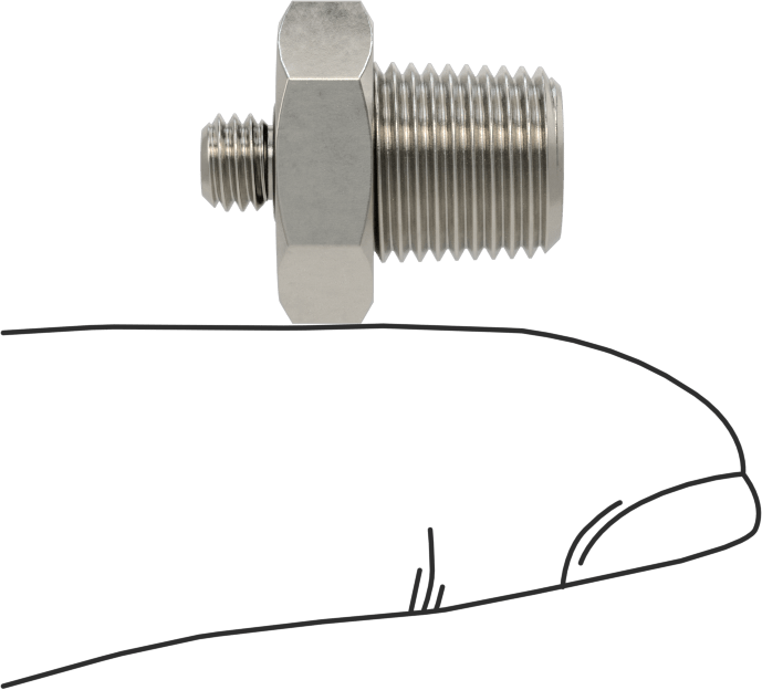 Minyatür Orta Basınçlı 316 Paslanmaz Çelik Boru Bağlantı Parçası, Düz Adaptör, 1/8 NPT Erkek x M5 x 0,8 mm Erkek