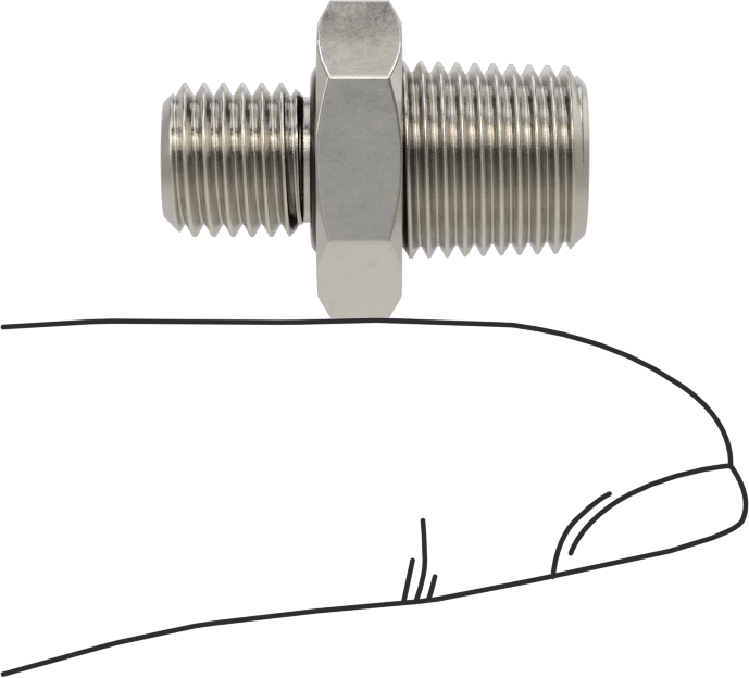 Minyatür Orta Basınçlı 316 Paslanmaz Çelik Boru Bağlantı Parçası, Düz Adaptör, 1/8 NPT Erkek x M8 x 1 mm Erkek