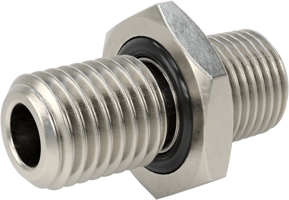 Minyatür Orta Basınçlı 316 Paslanmaz Çelik Boru Bağlantı Parçası, Düz Adaptör, 1/8 NPT Erkek x M10 x 1,25 mm Erkek