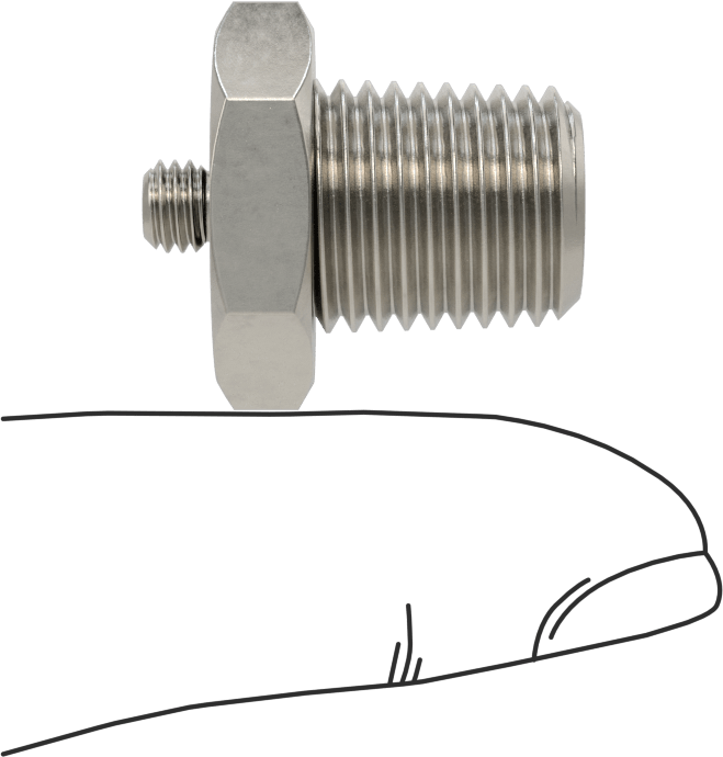 Minyatür Orta Basınçlı 316 Paslanmaz Çelik Boru Bağlantı Parçası, Düz Adaptör, 1/4 NPT Erkek x M5 x 0,8 mm Erkek