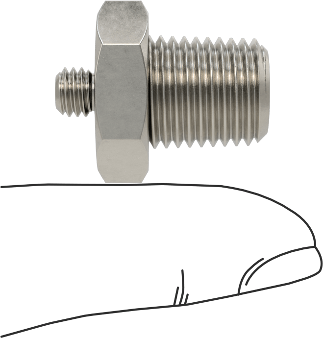 Minyatür Orta Basınçlı 316 Paslanmaz Çelik Boru Bağlantı Parçası, Düz Adaptör, 1/4 NPT Erkek x M6 x 1 mm Erkek