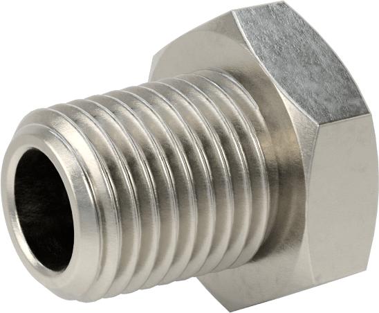 Minyatür Orta Basınçlı 316 Paslanmaz Çelik Boru Bağlantı Parçası, Düz Adaptör, 1/4 NPT Erkek x M6 x 1 mm Erkek