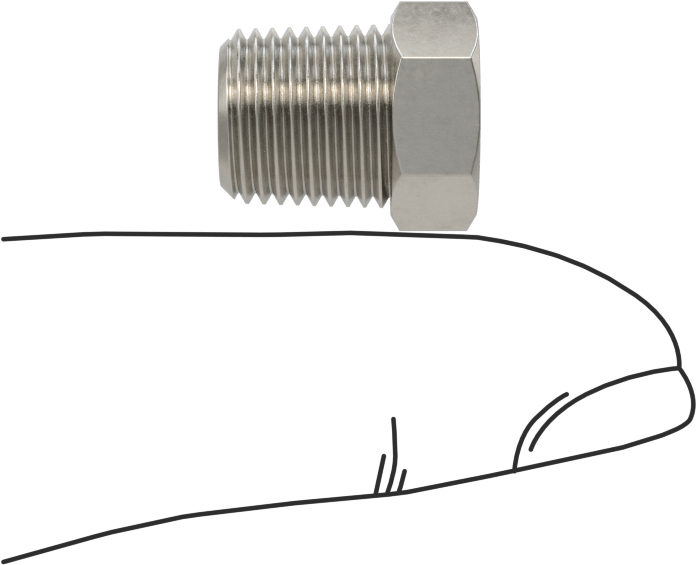 Minyatür Orta Basınçlı 316 Paslanmaz Çelik Boru Bağlantı Parçası, Burç Redüksiyon Adaptörü, 1/8 NPT x M5 x 0,8 mm Dişi