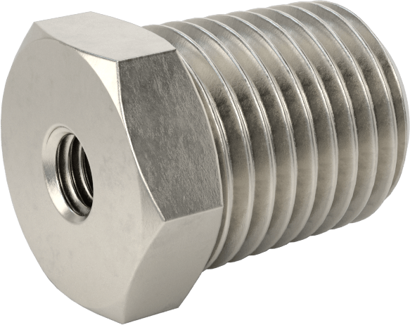 Minyatür Orta Basınçlı 316 Paslanmaz Çelik Boru Bağlantı Parçası, Burç Redüksiyon Adaptörü, 1/4 NPT x M5 x 0,8 mm Dişi