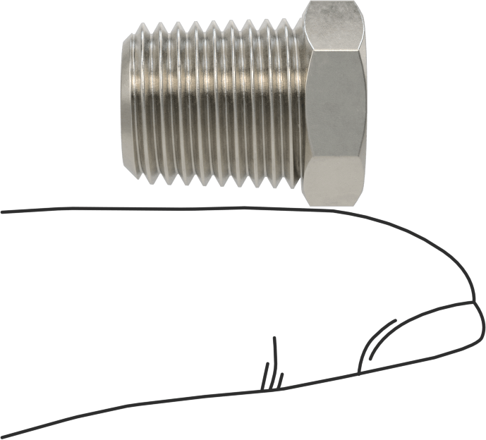 Minyatür Orta Basınçlı 316 Paslanmaz Çelik Boru Bağlantı Parçası, Burç Redüksiyon Adaptörü, 1/4 NPT x M5 x 0,8 mm Dişi