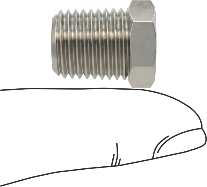 Minyatür Orta Basınçlı 316 Paslanmaz Çelik Boru Bağlantı Parçası, Burç Redüksiyon Adaptörü, 1/4 NPT Erkek, M8 x 1 mm Dişi