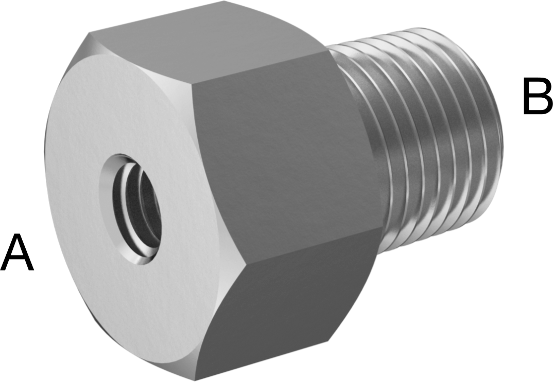 Minyatür Orta Basınçlı 316 Paslanmaz Çelik Boru Bağlantı Parçası, Düz Adaptör, M5 x 0,8 mm Diş x 1/8 NPT Erkek