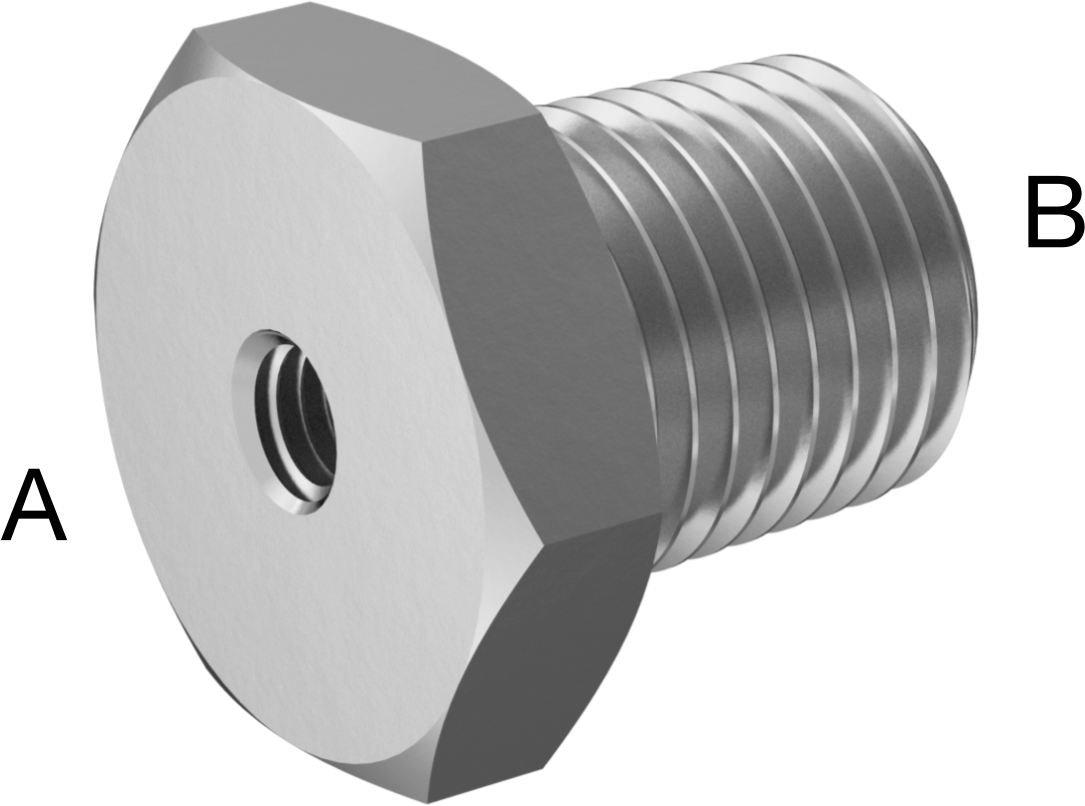 Minyatür Orta Basınçlı 316 Paslanmaz Çelik Boru Bağlantı Parçası, Düz Adaptör, M5 x 0,8 mm Diş x 1/4 NPT Erkek