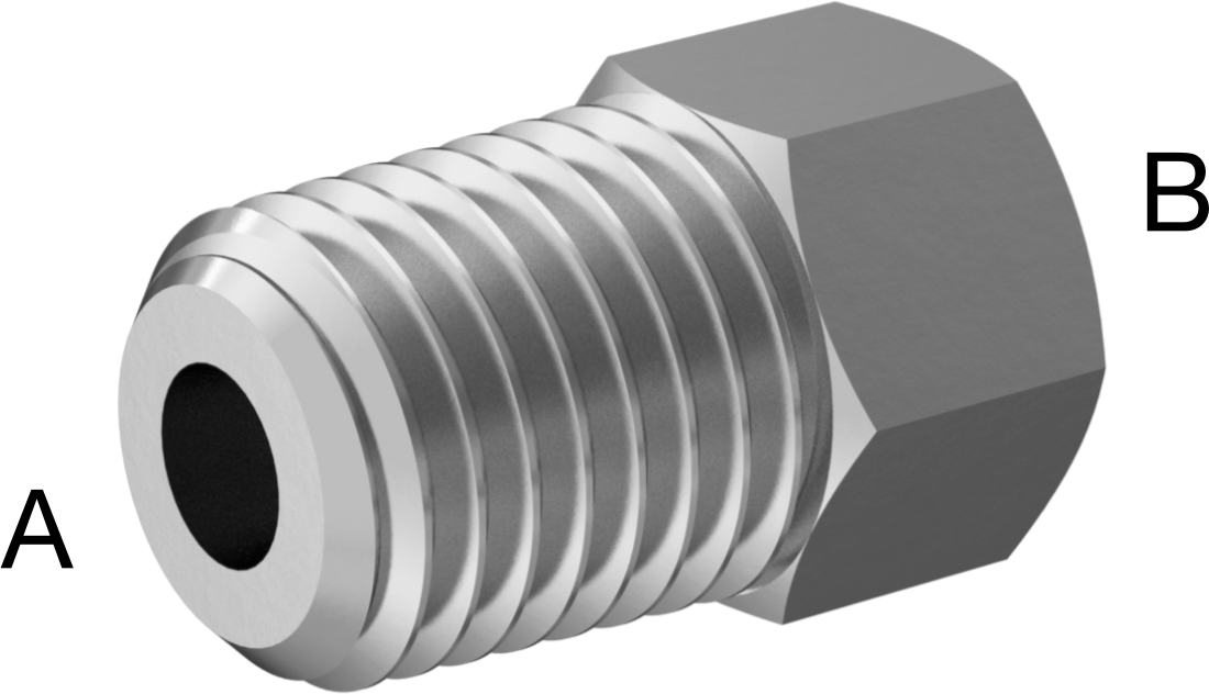 Minyatür Orta Basınçlı 316 Paslanmaz Çelik Boru Bağlantı Parçası, Burç Redüksiyon Adaptörü, 1/16 NPT x M3 x 0,5 mm Dişi