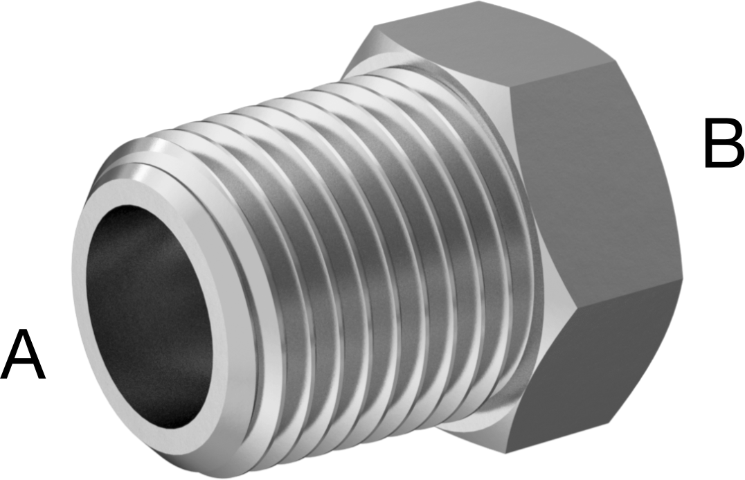 Minyatür Orta Basınçlı 316 Paslanmaz Çelik Boru Bağlantı Parçası, Burç Redüksiyon Adaptörü, 1/8 NPT x M5 x 0,8 mm Dişi
