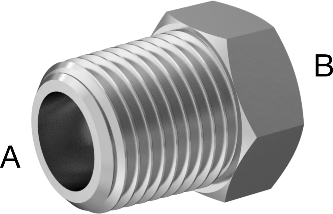 Minyatür Orta Basınçlı 316 Paslanmaz Çelik Boru Bağlantı Parçası, Burç Redüksiyon Adaptörü, 1/8 NPT Erkek, M6 x 1 mm Dişi
