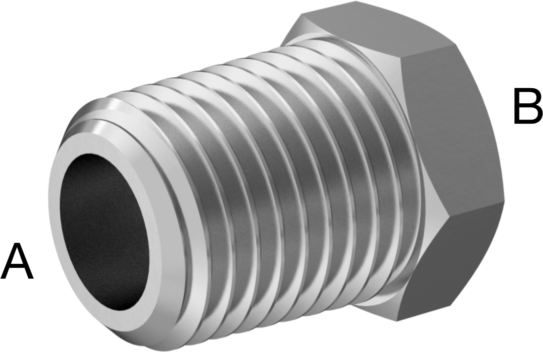 Minyatür Orta Basınçlı 316 Paslanmaz Çelik Boru Bağlantı Parçası, Burç Redüksiyon Adaptörü, 1/4 NPT x M5 x 0,8 mm Dişi