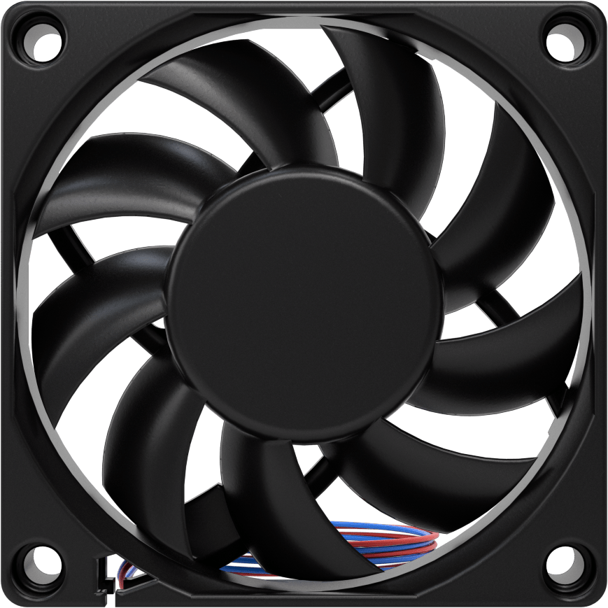 Kovanlı Yataklı DC Ekipman Soğutma Fanı, 12V DC, Tel Uçları, 2,76 inç Kare x 0,59 inç Derinlik Toplam, 15.6 CFM