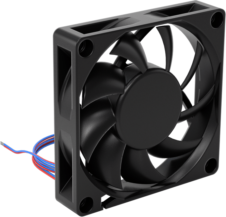 Kovanlı Yataklı DC Ekipman Soğutma Fanı, 12V DC, Tel Uçları, 2,76 inç Kare x 0,59 inç Derinlik Toplam, 15.6 CFM