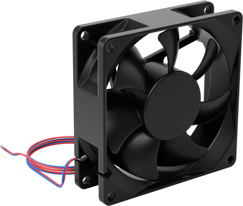 Kovanlı Yataklı DC Ekipman Soğutma Fanı, 12V DC, Tel Uçları, 3,15“ Kare x 0,98” Toplam Derinlik, 40.1 CFM