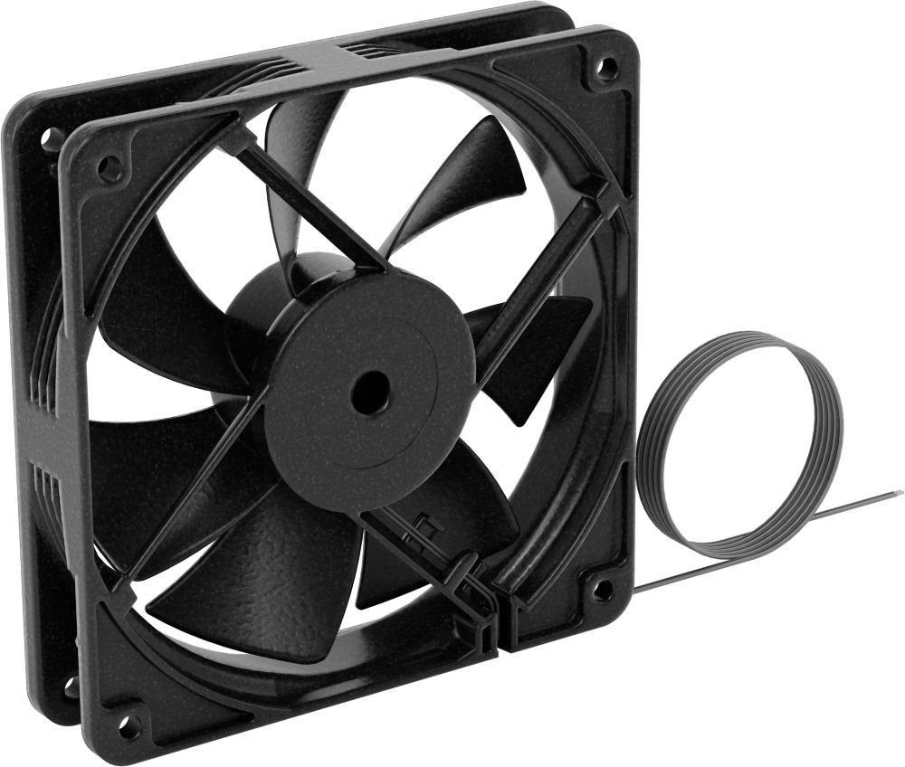 Kovanlı Yataklı DC Ekipman Soğutma Fanı, 12V DC, Tel Uçları, 4,72 inç Kare x 0,98 inç Toplam Derinlik, 104 CFM