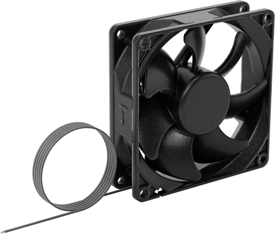 Kovanlı Yataklı DC Ekipman Soğutma Fanı, 12V DC, Tel Uçları, 3,62“ Kare x 0,98” Toplam Derinlik, 50 CFM