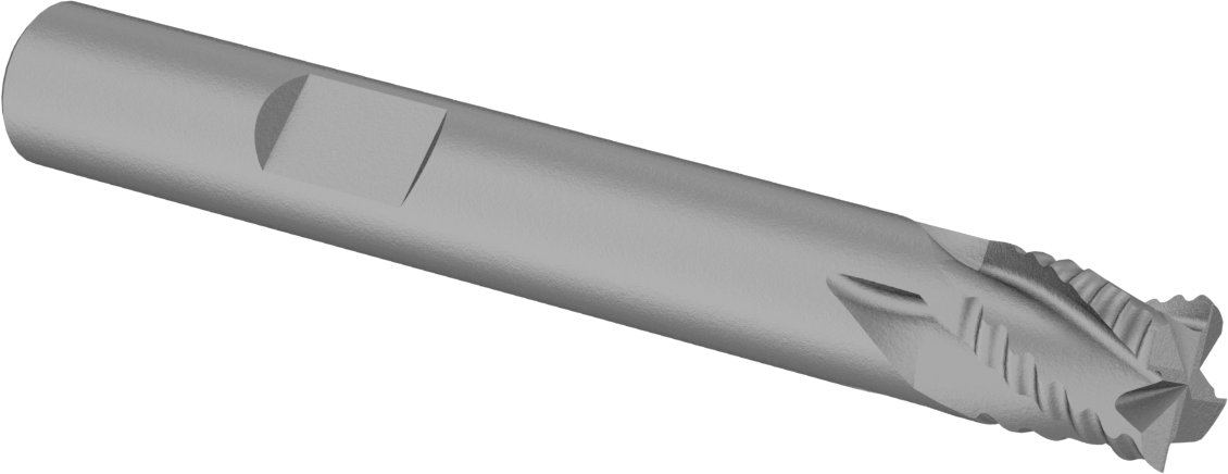 Kaba İşleme Karbür Kare Uçlu Freze, TiN Kaplamalı, 4 Kanallı, 1/4" Freze Çapı, 3/8" Uzun Kesim