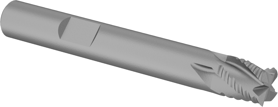 Kaba İşleme Karbür Kare Uçlu Freze, TiN Kaplamalı, 4 Kanallı, 5/16" Freze Çapı, 7/16" Uzun Kesim