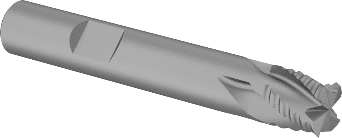 Kaba İşleme Karbür Kare Uçlu Freze, TiN Kaplamalı, 4 Kanallı, 3/8" Freze Çapı, 1/2" Uzunlukta Kesim