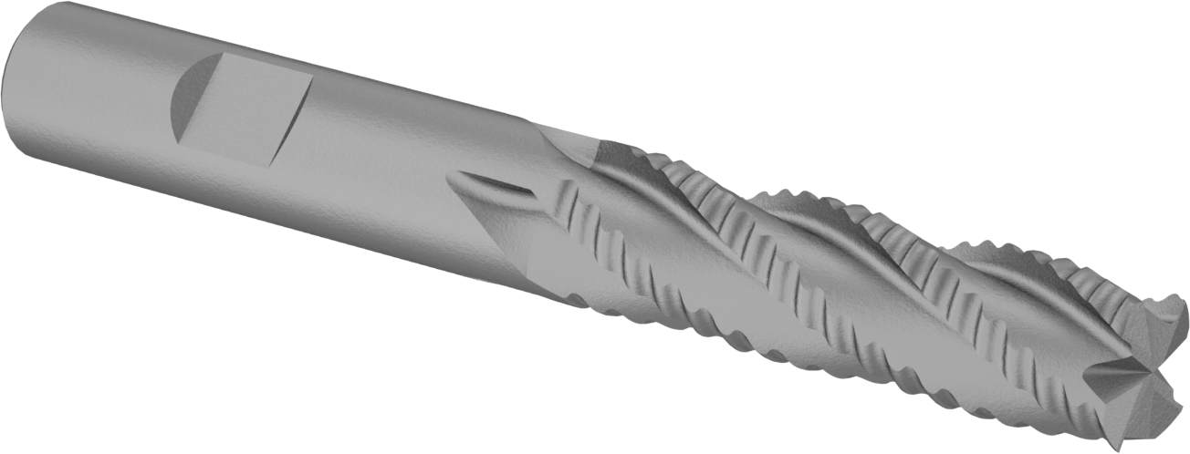Kaba İşleme Karbür Kare Uçlu Freze, TiN Kaplamalı, 4 Kanallı, 1/2" Freze Çapı, 2" Uzunlukta Kesim