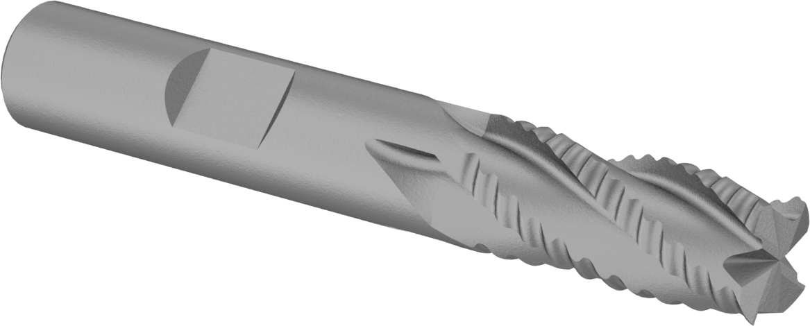 Kaba İşleme Karbür Kare Uçlu Freze, TiN Kaplamalı, 4 Kanallı, 3/8" Freze Çapı, 1" Uzunlukta Kesim