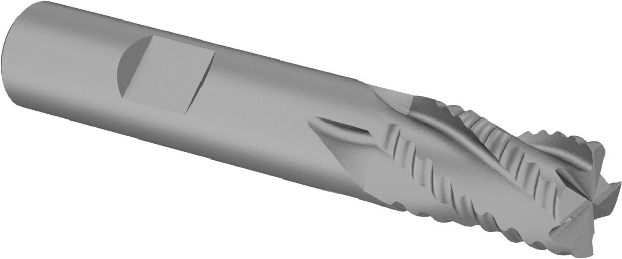 Kaba İşleme Karbür Kare Uçlu Freze, TiN Kaplamalı, 4 Kanallı, 1/2" Freze Çapı, 1" Uzunlukta Kesim