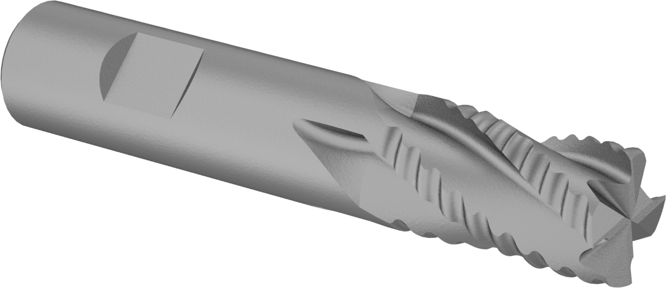 Kaba İşleme Karbür Kare Uçlu Freze, TiN Kaplamalı, 4 Kanallı, 3/4" Freze Çapı, 1-1/2" Uzunlukta Kesim