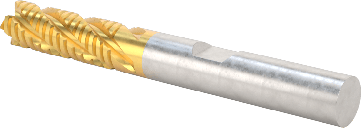 Kaba İşleme Karbür Kare Uçlu Freze, TiN Kaplamalı, 4 Kanallı, 6 mm Freze Çapı, 19 mm Uzun Kesim