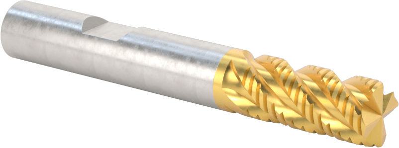 Kaba İşleme Karbür Kare Uçlu Freze, TiN Kaplamalı, 4 Kanallı, 10 mm Freze Çapı, 22 mm Uzunlukta Kesim