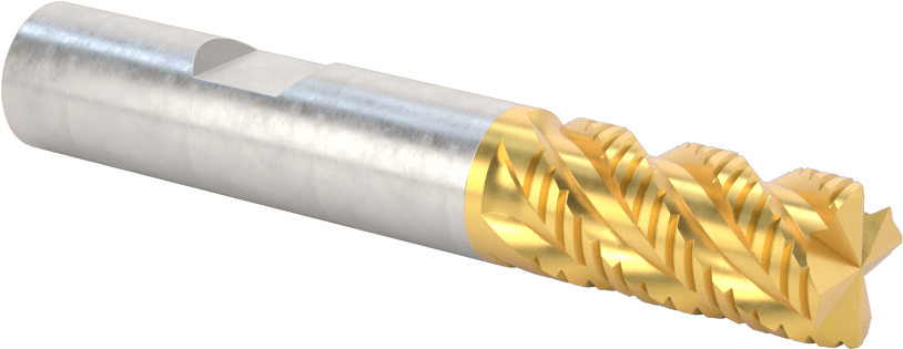 Kaba İşleme Karbür Kare Uçlu Freze, TiN Kaplamalı, 4 Kanallı, 12 mm Freze Çapı, 25 mm Uzun Kesim