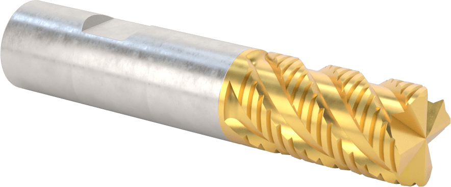 Kaba İşleme Karbür Kare Uçlu Freze, TiN Kaplamalı, 4 Kanallı, 20 mm Freze Çapı, 38 mm Uzun Kesim
