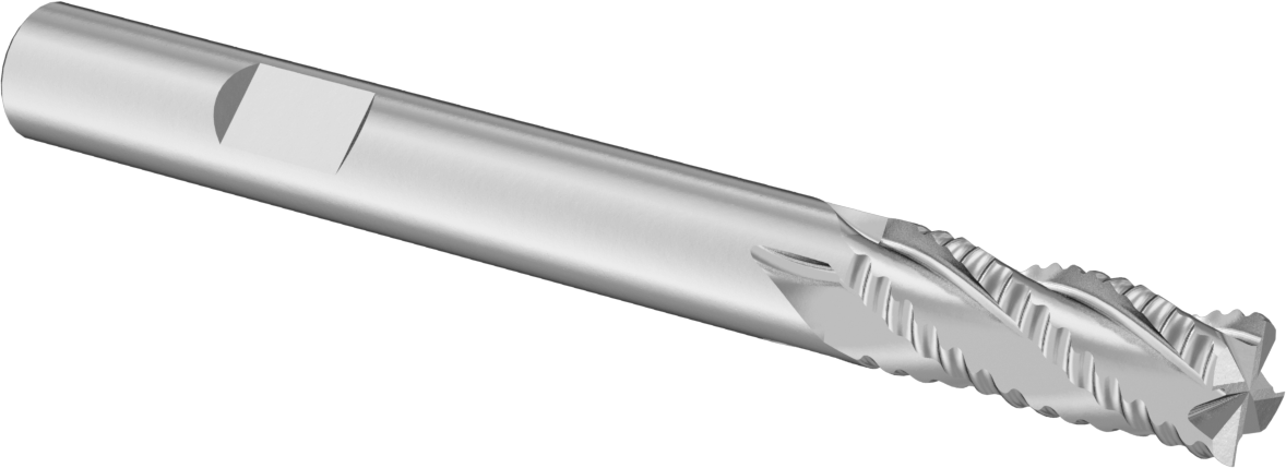 Kaba İşleme Karbür Kare Uçlu Freze, TiAlN Kaplamalı, 4 Kanallı, 1/4" Freze Çapı, 3/4" Uzun Kesim