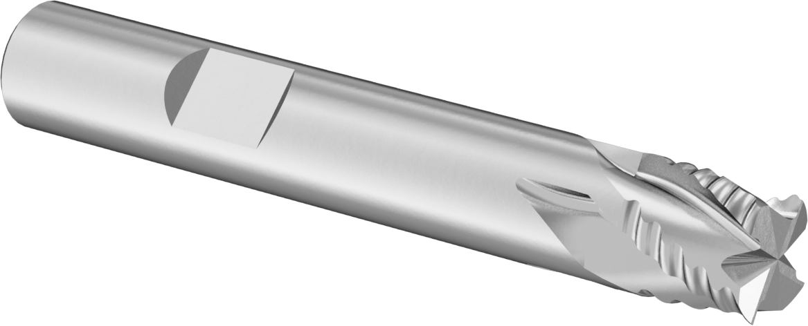 Kaba İşleme Karbür Kare Uçlu Freze, TiAlN Kaplamalı, 4 Kanallı, 3/8" Freze Çapı, 1/2" Uzunlukta Kesim