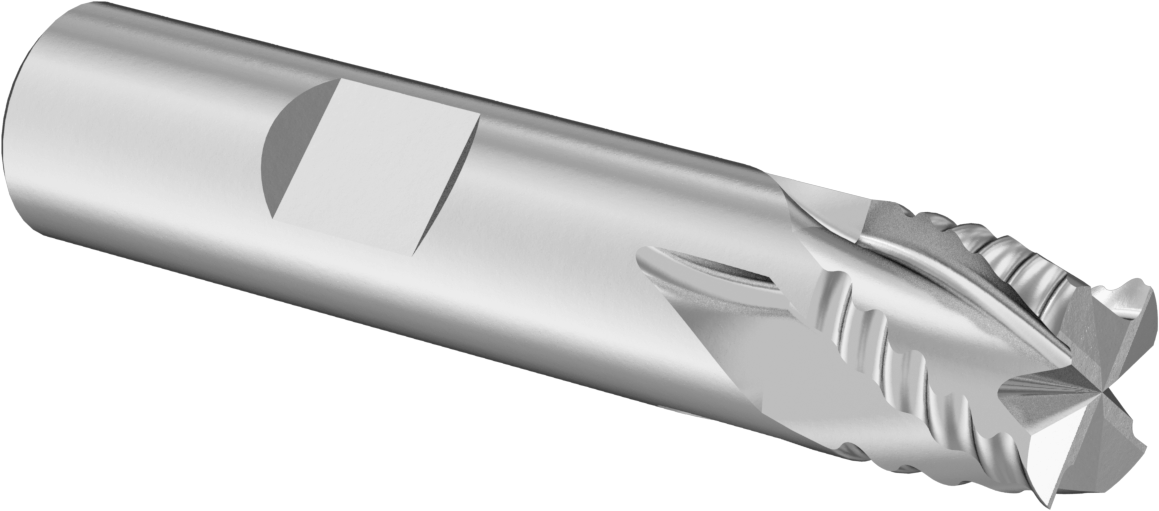 Kaba İşleme Karbür Kare Uçlu Freze, TiAlN Kaplamalı, 4 Kanallı, 1/2" Freze Çapı, 5/8" Uzun Kesim