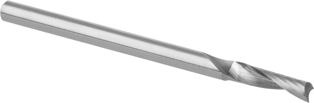 Sert Plastik ve Yumuşak Plastik için Freze Ucu, Yukarı Doğru Çıkarılabilen Spiral, 1/8" Kesme Çapı, 1/2" Uzunlukta Kesim