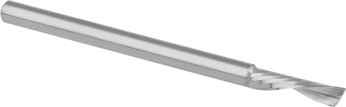 Sert Plastik ve Yumuşak Plastik için Freze Ucu, Aşağı doğru çıkarılabilen spiral, 1/8“ Kesim Çapı, 0,5” Uzun Kesim