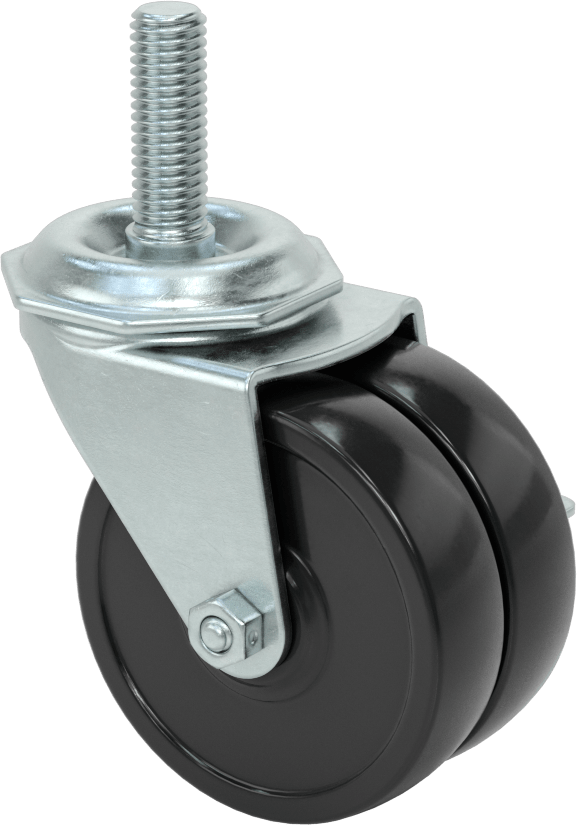 Dişli Saplı Döner Tekerlek, Frenli, 1/2"-13 Diş, İki adet 3“ Çap x 13/16” Genişlik Yumuşak Tekerlek