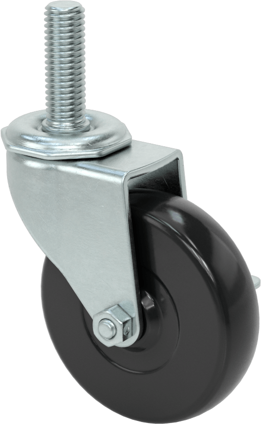 Dişli Saplı Döner Tekerlek, Frenli, 1/2"-13 Diş, Bir adet 3“ Çap x 13/16” Genişlik Yumuşak Tekerlek