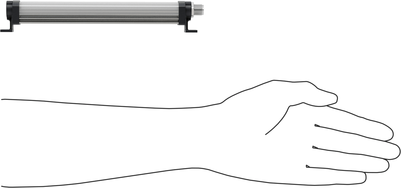 Kuru Ortam Şerit Makinesi Işığı, 24V DC, Kaskadlanamayan, 7-1/8“ Uzunluk x 1-1/4” Toplam Yükseklik