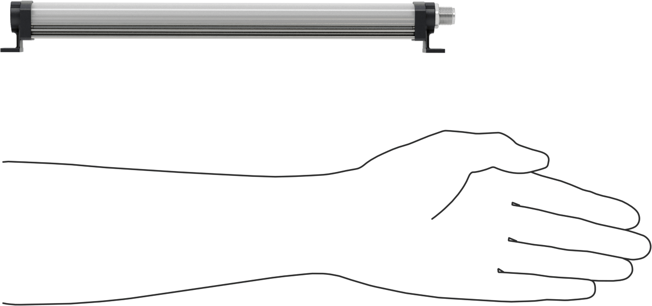 Kuru Ortam Şerit Makinesi Işığı, 24V DC, Kaskadlanamayan, 10-1/4“ Uzunluk x 1-1/4” Toplam Yükseklik
