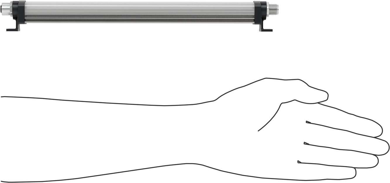 Kuru Ortam Şerit Makinesi Işığı, 24V DC, Kademeli, 10-1/4“ Uzunluk x 1-1/4” Toplam Yükseklik