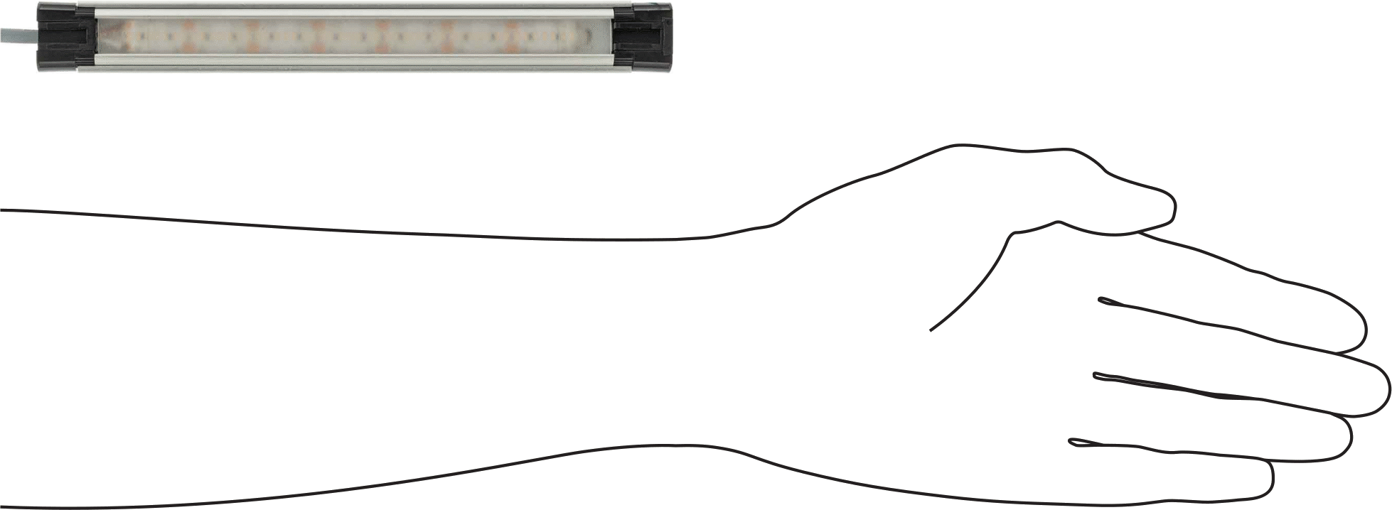 Kuru Ortam Şerit Makinesi Işığı, 24V DC, Kaskadlanamayan, 7-3/4“ Uzunluk x 1” Toplam Yükseklik